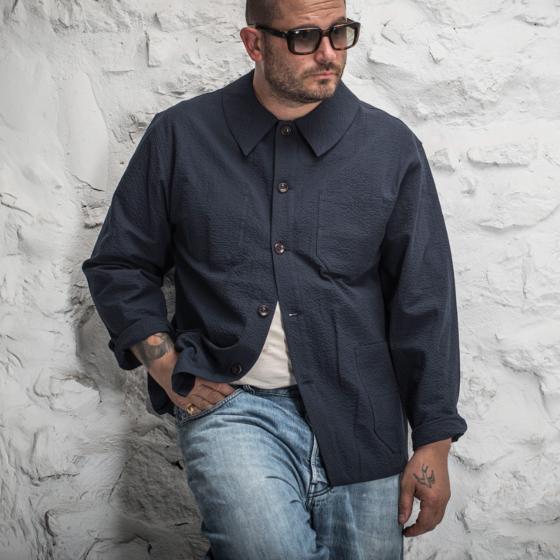 LA VESTE "LE NERVI" SEERSUCKER NAVY