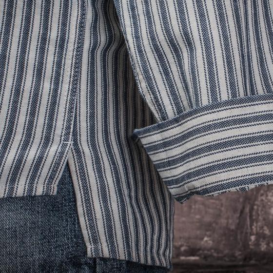 THE "WORKER ZIP" INDIGO WHITE STRIPES