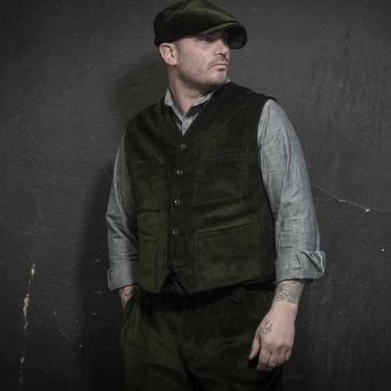 LE GILET "MILORD" - VELOURS KAKI