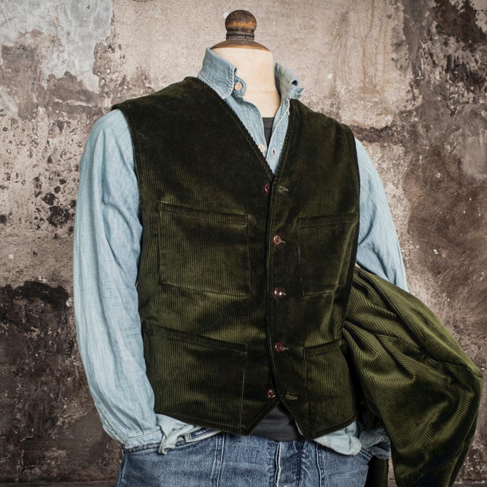 LE GILET "MILORD" - VELOURS KAKI