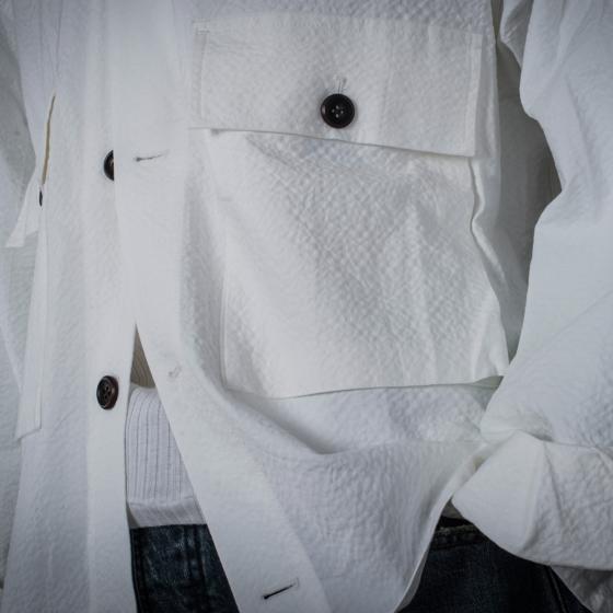 LA CHEMISE CARGO "SEERSUCKER“ WHITE