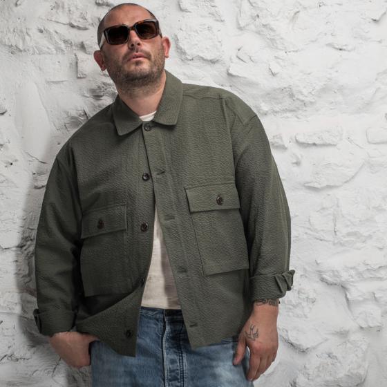 LA CHEMISE CARGO "SEERSUCKER“ KAKI