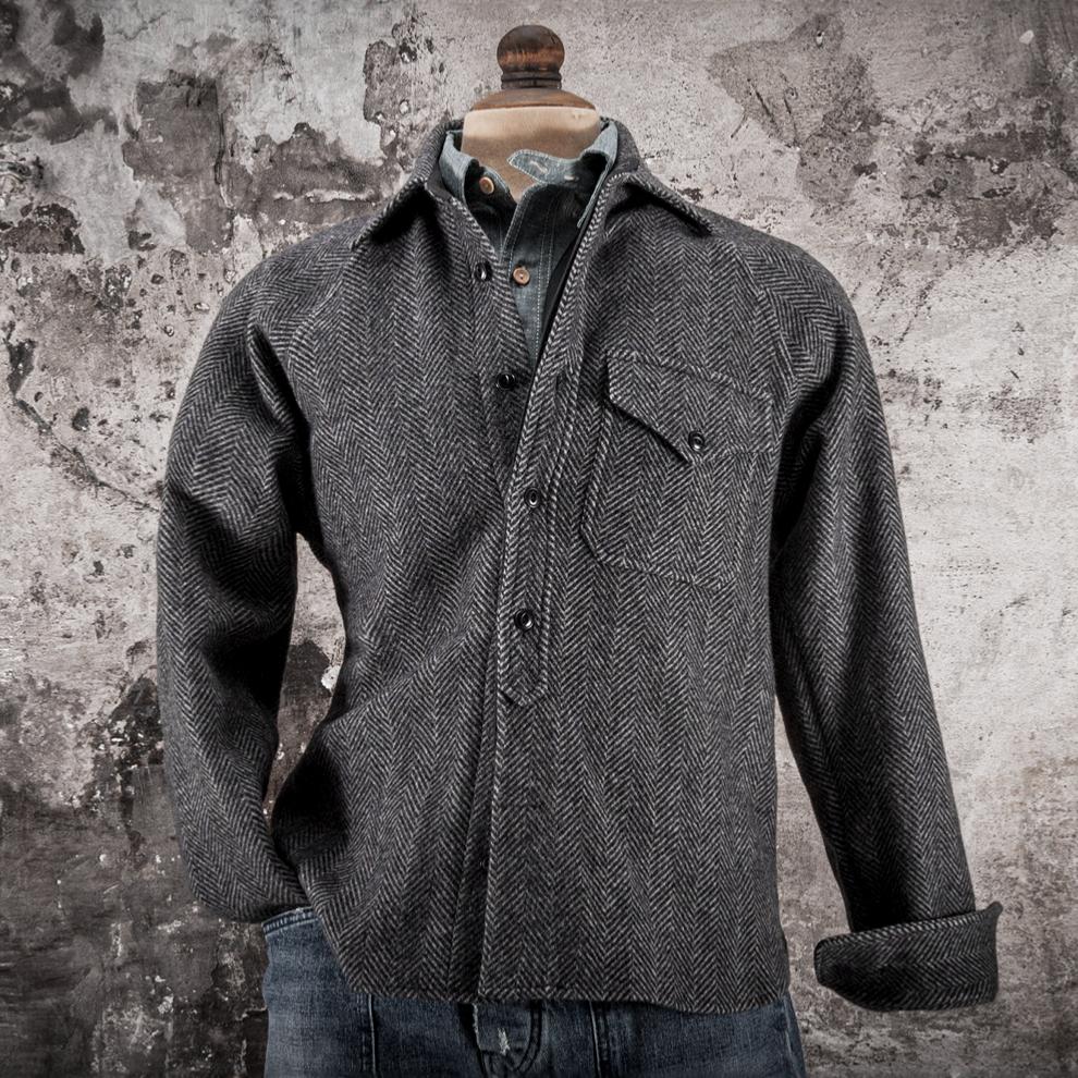 THE  "OLERON" HBT WOOL GREY OVERSHIRT