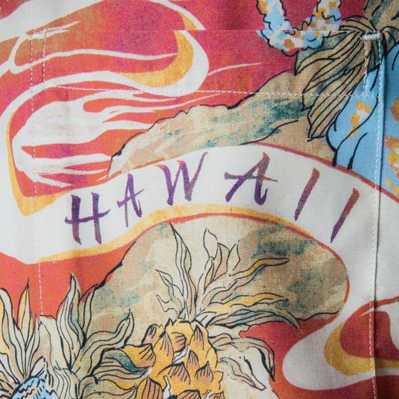 THE HAWAIAN SHIRT "SURFERS COCO" - CORAL