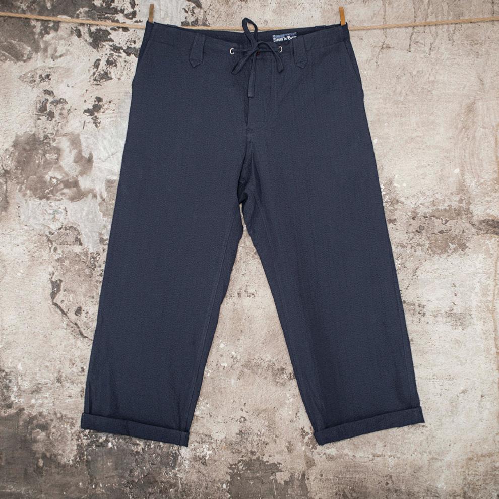 LE PANTALON "LE NERVI“ SEERSUCKER NAVY