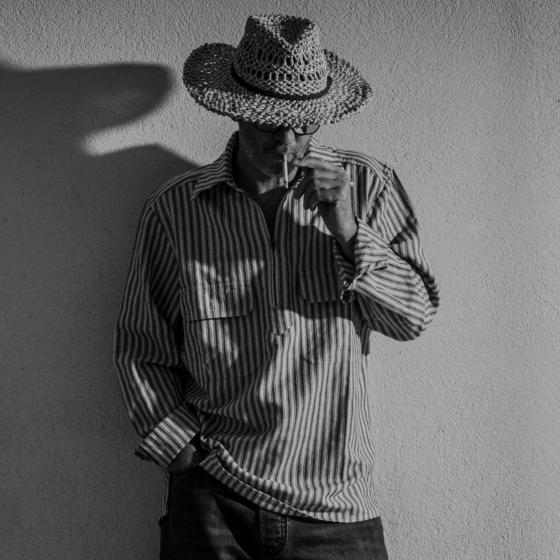 LA CHEMISE "WORKER ZIP" INDIGO WHITE STRIPES