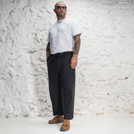 LE PANTALON "LE NERVI“ SEERSUCKER BLACK