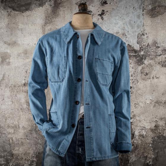 THE LIGHT JACKET "LE NERVI" - HBT INDIGO STONED