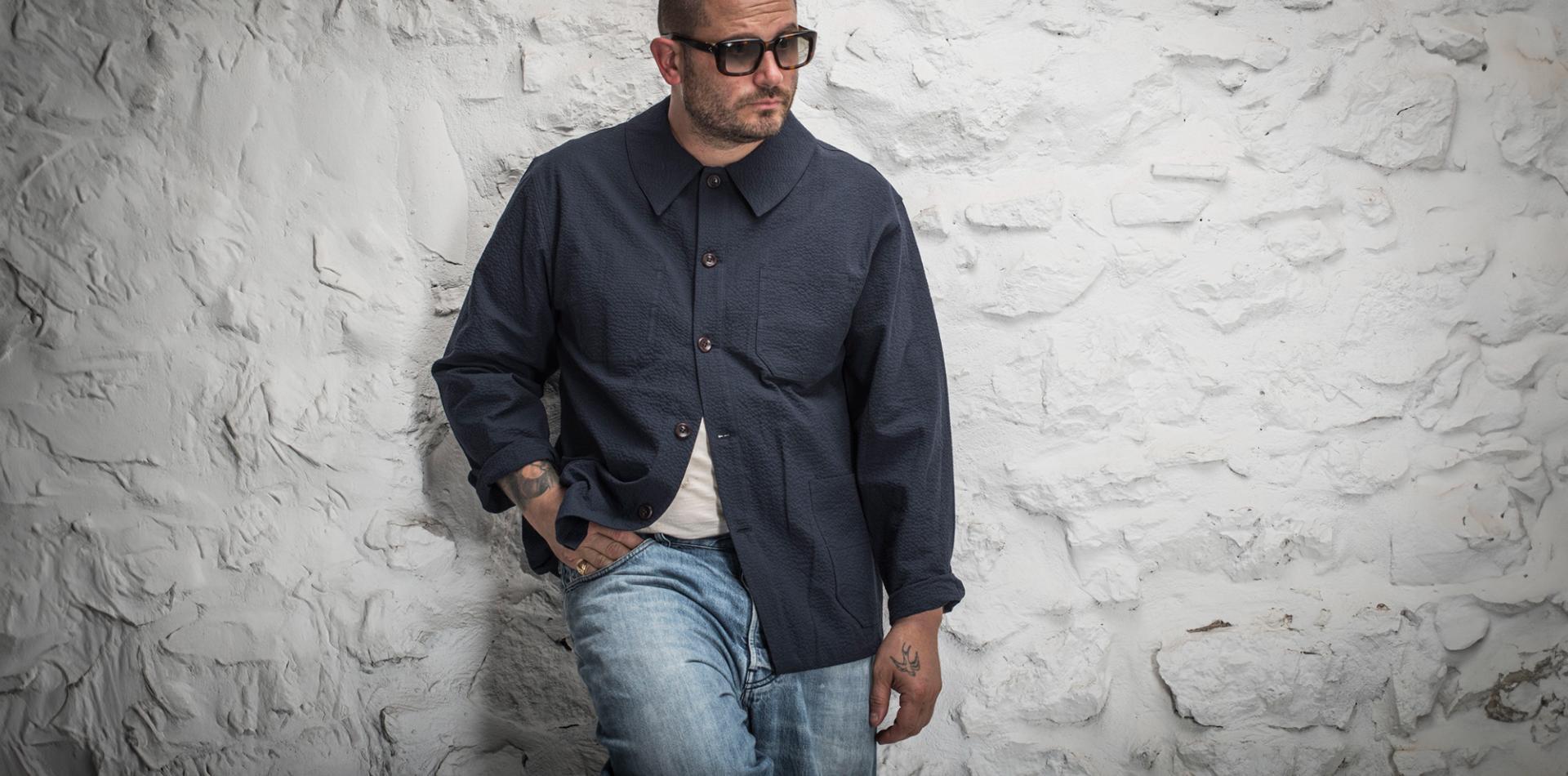 LA VESTE "LE NERVI" SEERSUCKER NAVY