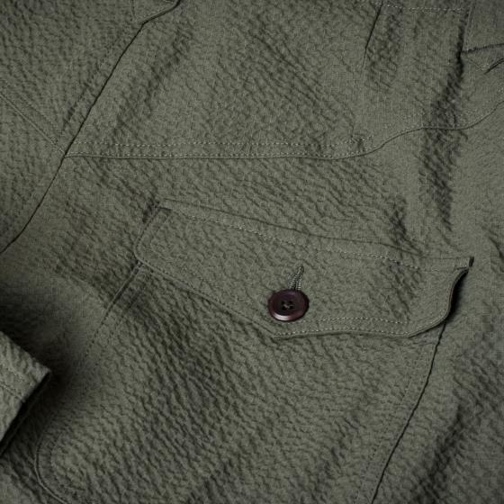 LE PANTALON "LE NERVI“ SEERSUCKER KAKI