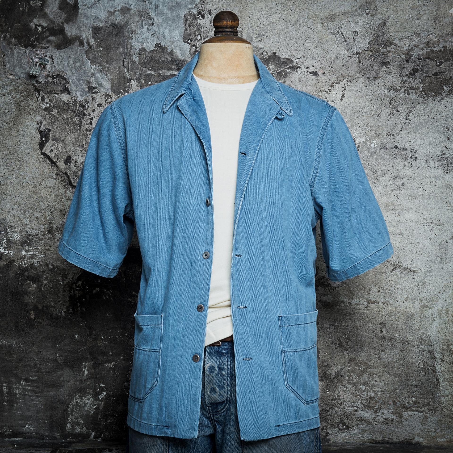 THE SHIRT "CUBA 2 POCHES" - HBT INDIGO STONED